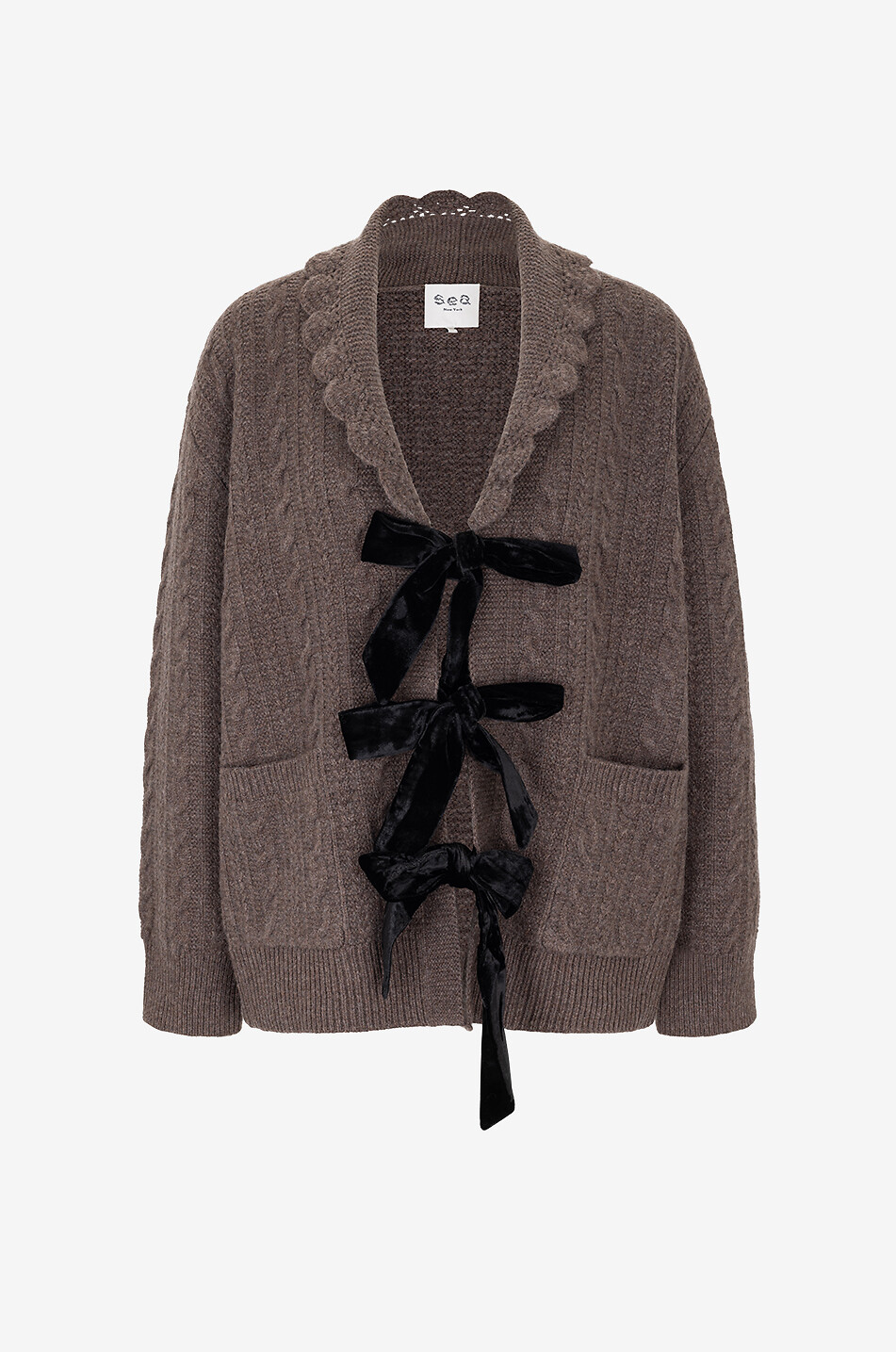 SEA Mariella merino wool cardigan Women BROWN 1