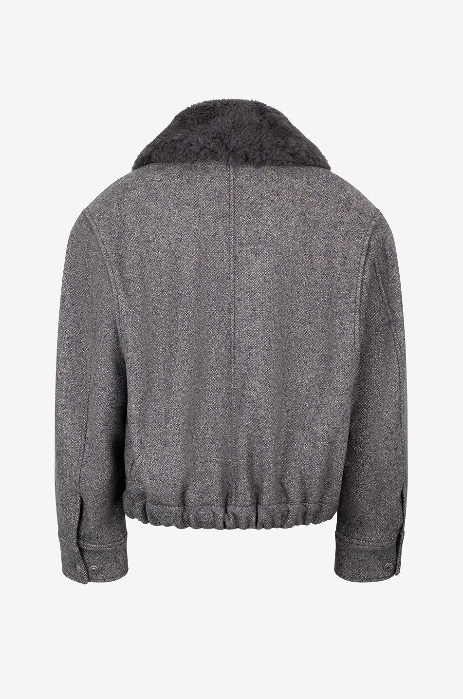 STELLA McCARTNEY Bomber en tweed de laine et soie à col oversize Femme GRIS 2