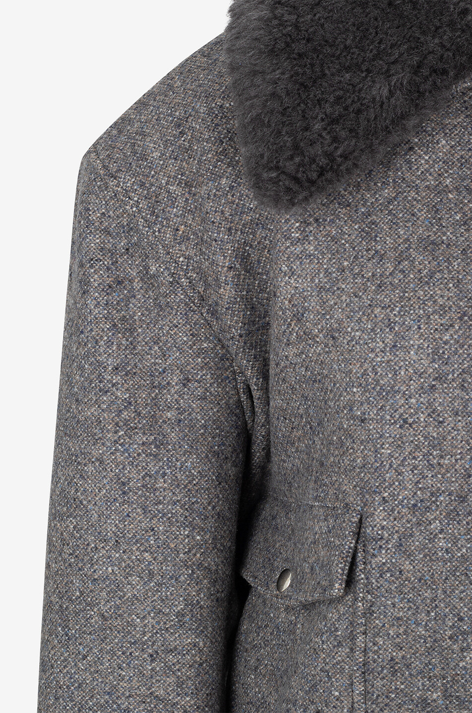 Woll- und Seidentweed-Bomberjacke mit Oversize-Kragen