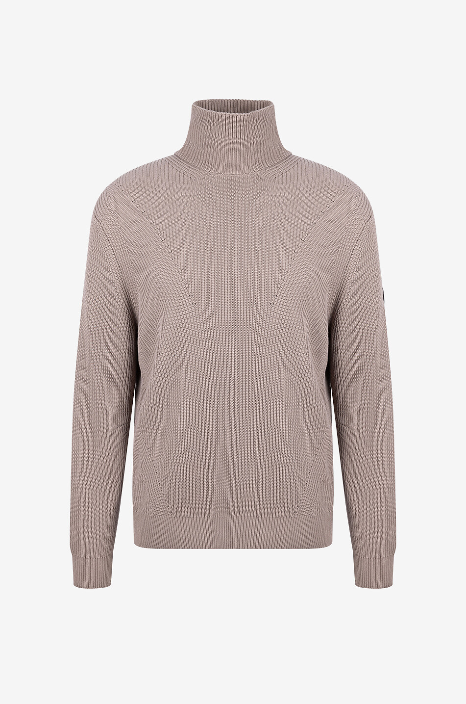 MONCLER Matt Black ribbed funnel neck jumper in cotton Men LIGHT BROWN 2