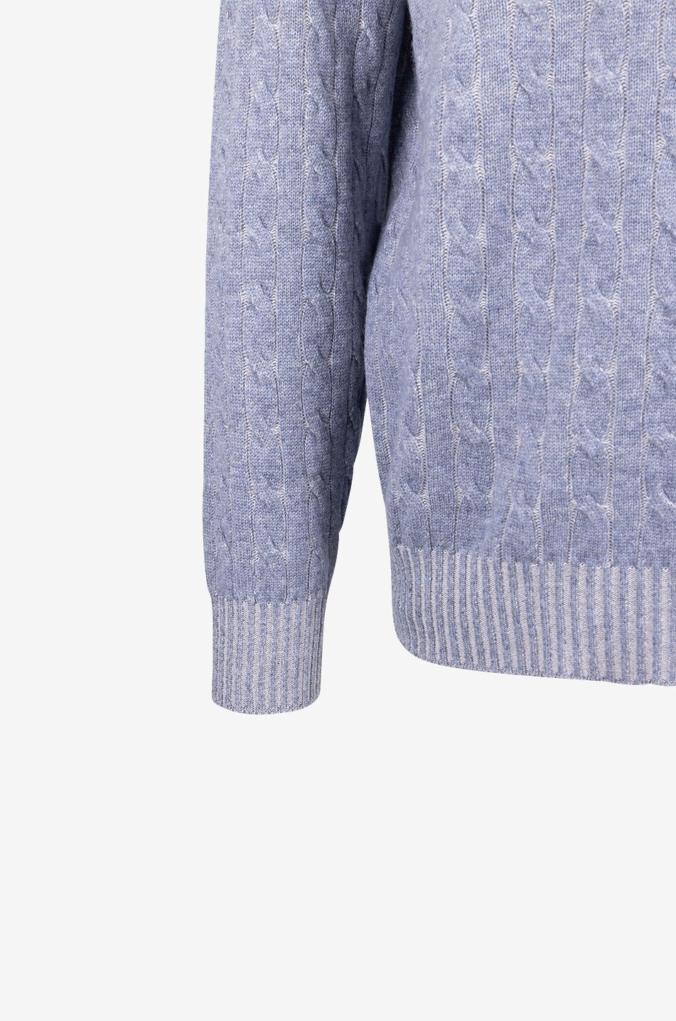 BRUNELLO CUCINELLI Pull torsadé en cachemire à col montant zippé Homme BLEU CLAIR 4