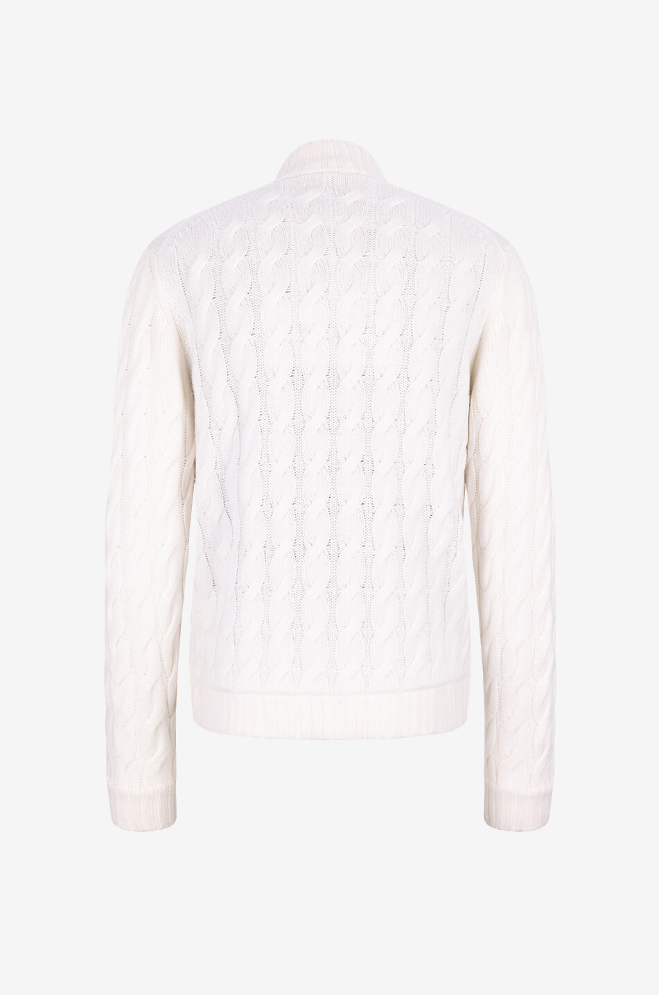 MAURIZIO BALDASSARI Zipped cashmere cable-knit stand-up collar cardigan Men EGGSHELL 2