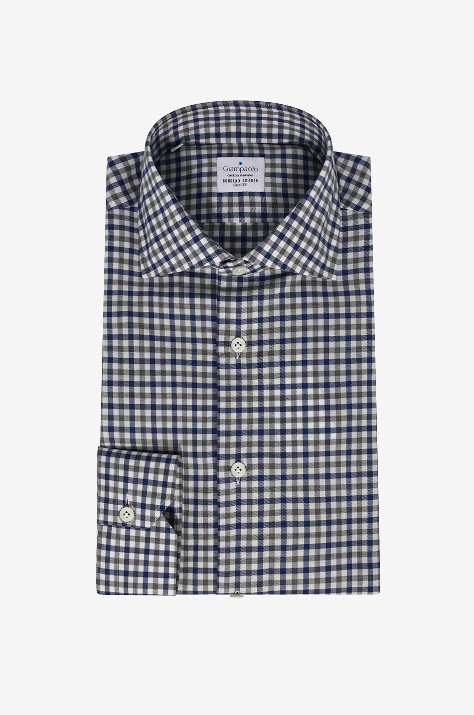 Chemise à manches longues en coton à carreaux vichy bicolores