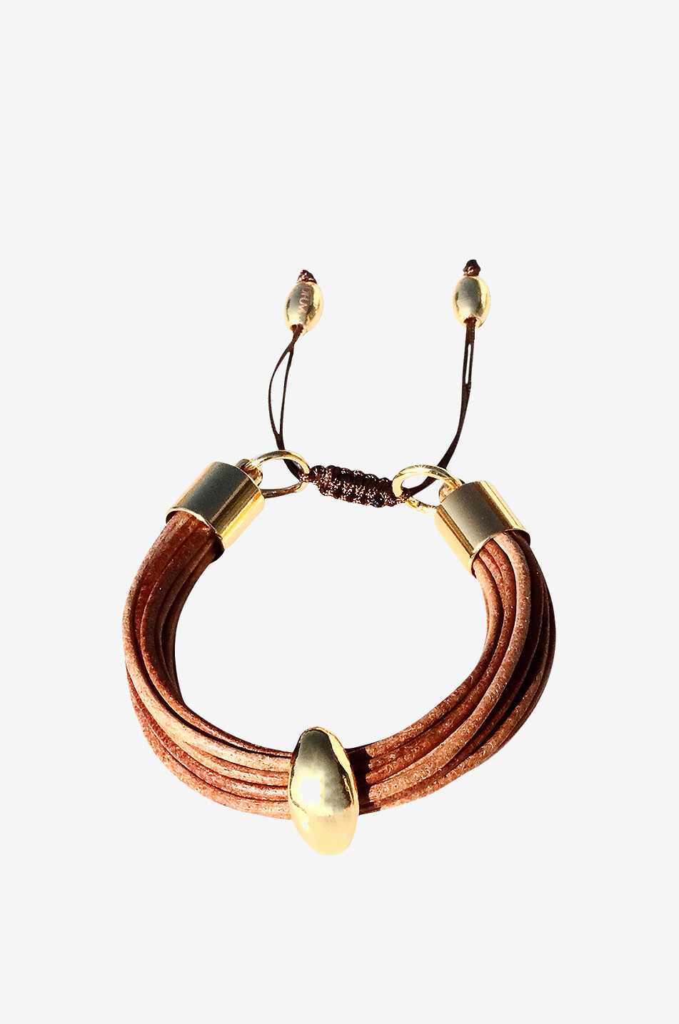 TOHUM Armband aus Leder und silbernem Metall Mali Damen BEIGE 1