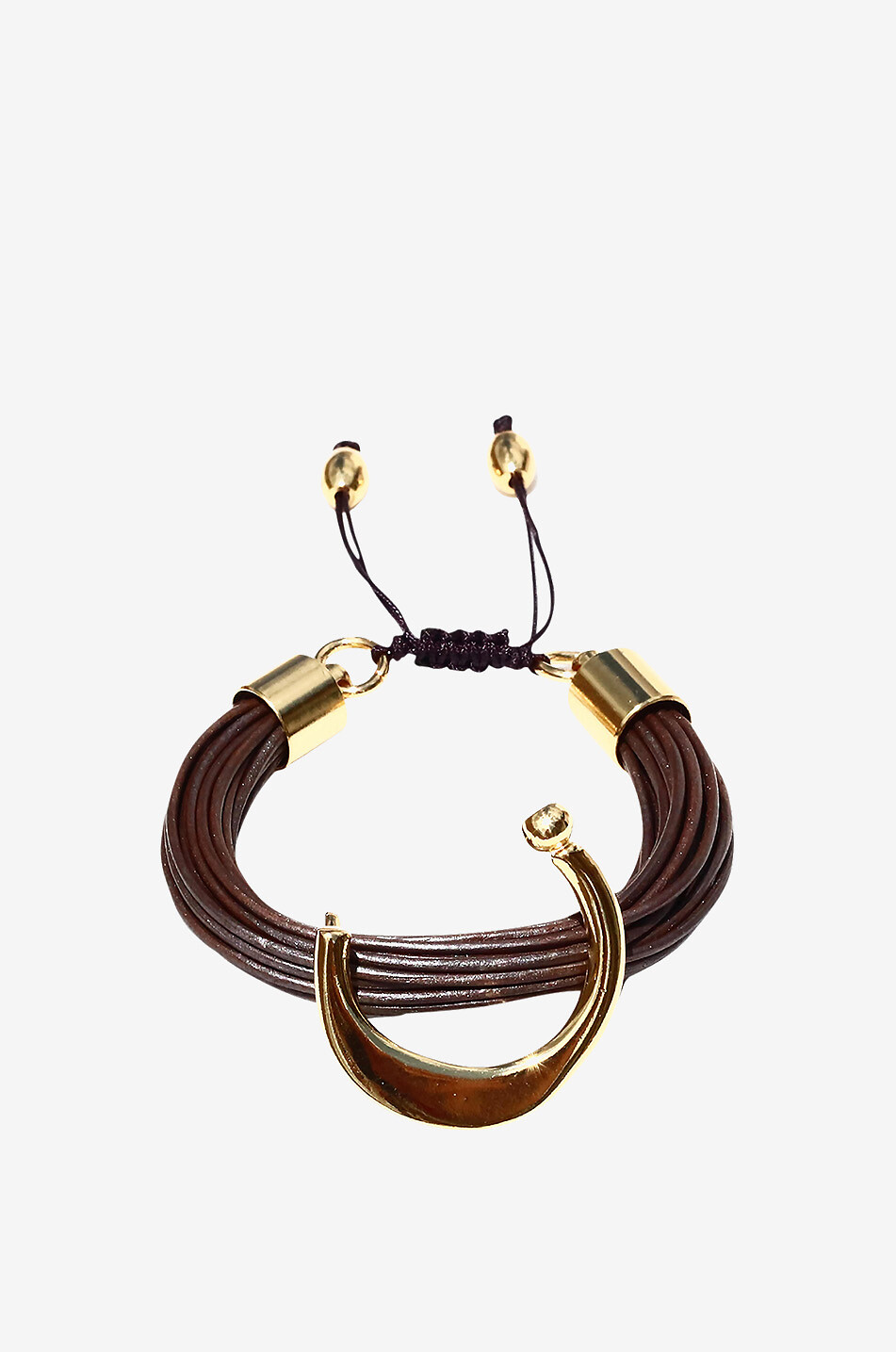 TOHUM Arun leather and metal bracelet Women BROWN 1