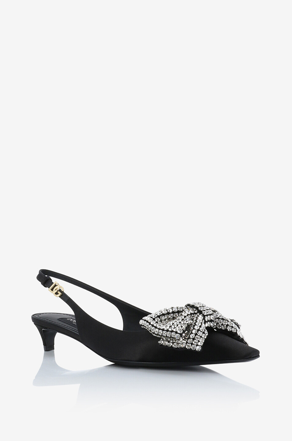 DOLCE & GABBANA Mun 30 satin slingback pumps with crystals Women BLACK 1