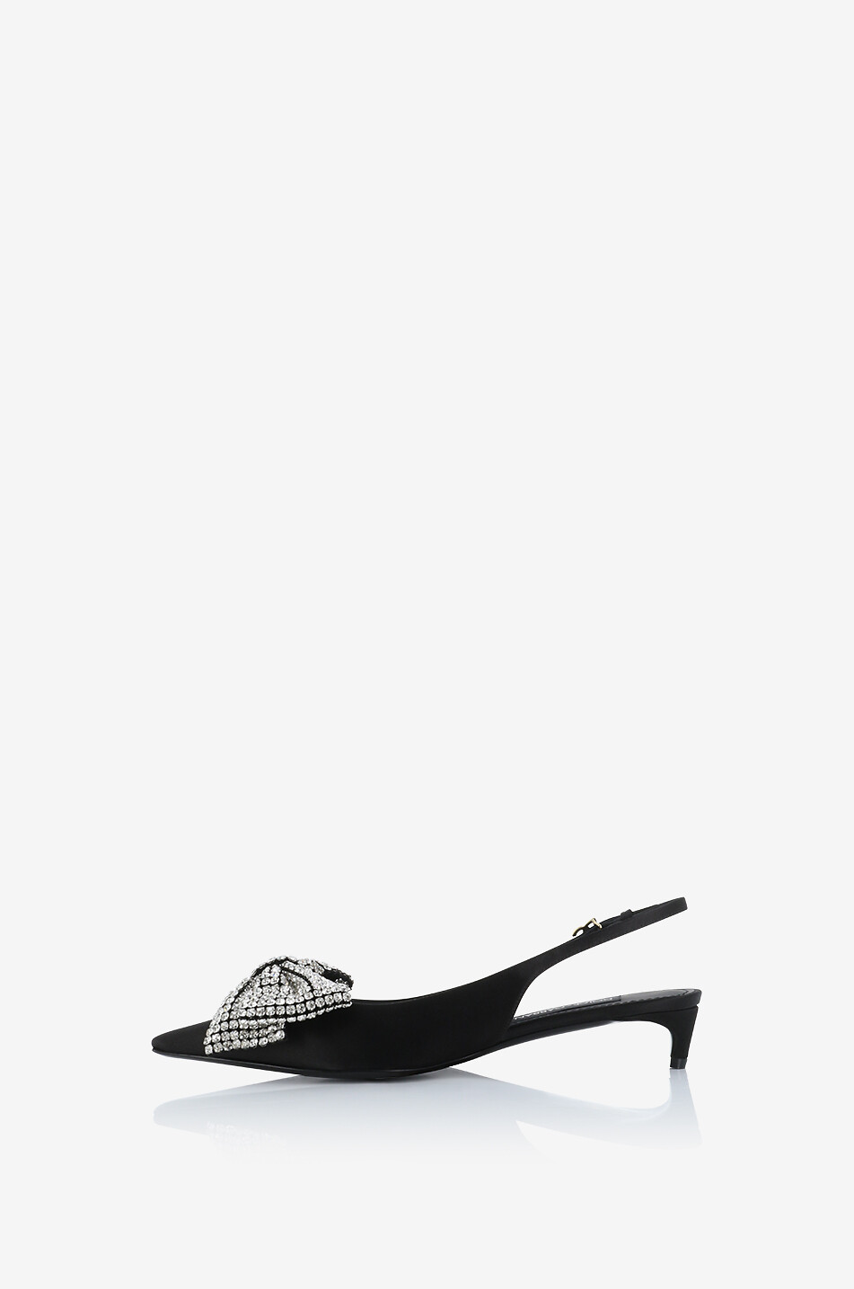 DOLCE & GABBANA Mun 30 satin slingback pumps with crystals Women BLACK 3