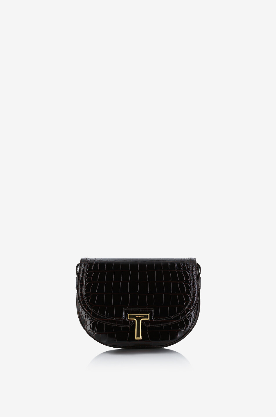TOM FORD Umhängetasche aus Leder in Kroko-Optik Wallis Damen DUNKELBRAUN 1