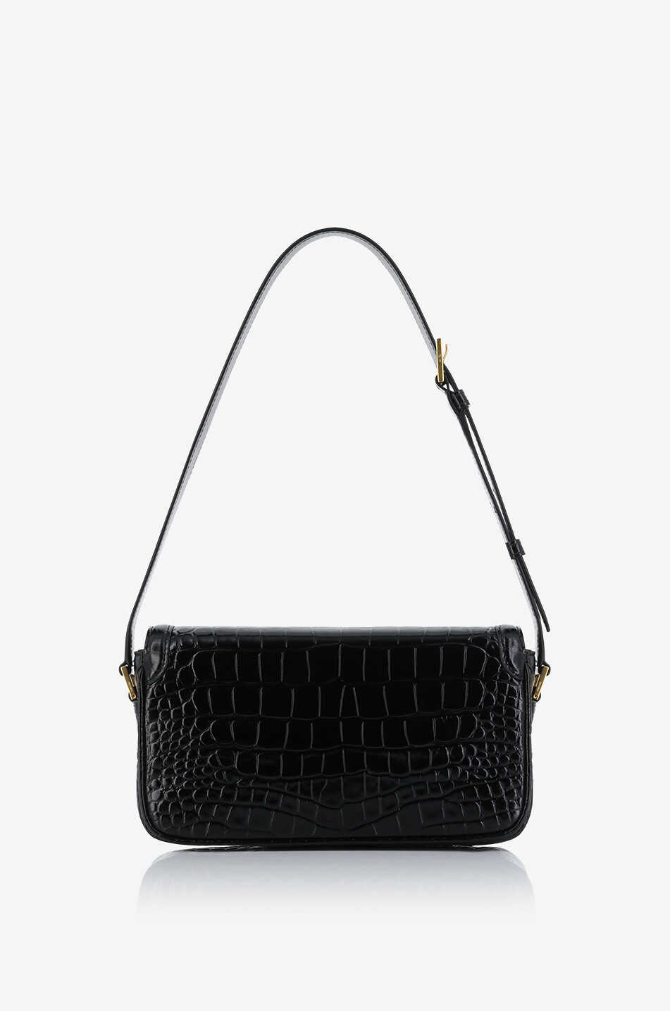 TOM FORD Wallis E/W croc embossed leather shoulder bag Women BLACK 5