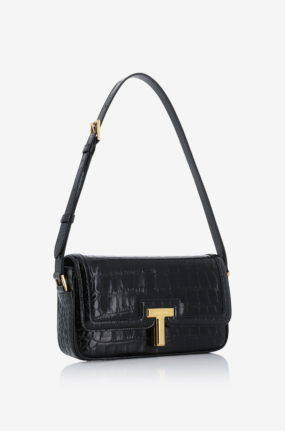 Wallis E W croc embossed leather shoulder bag TOM FORD Bongenie