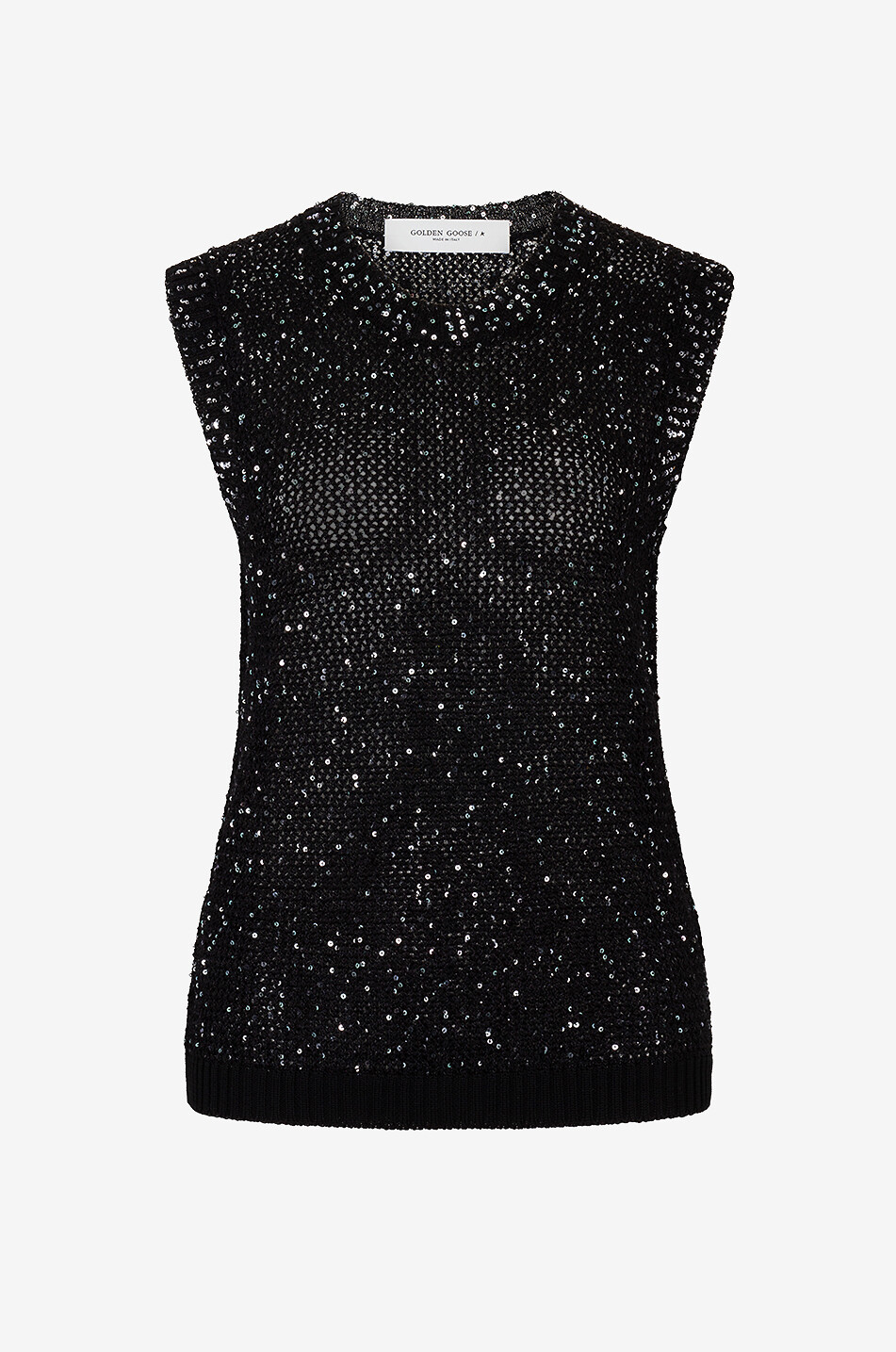 GOLDEN GOOSE Ärmelloser Pullover mit Paillettenbesatz Damen SCHWARZ 1