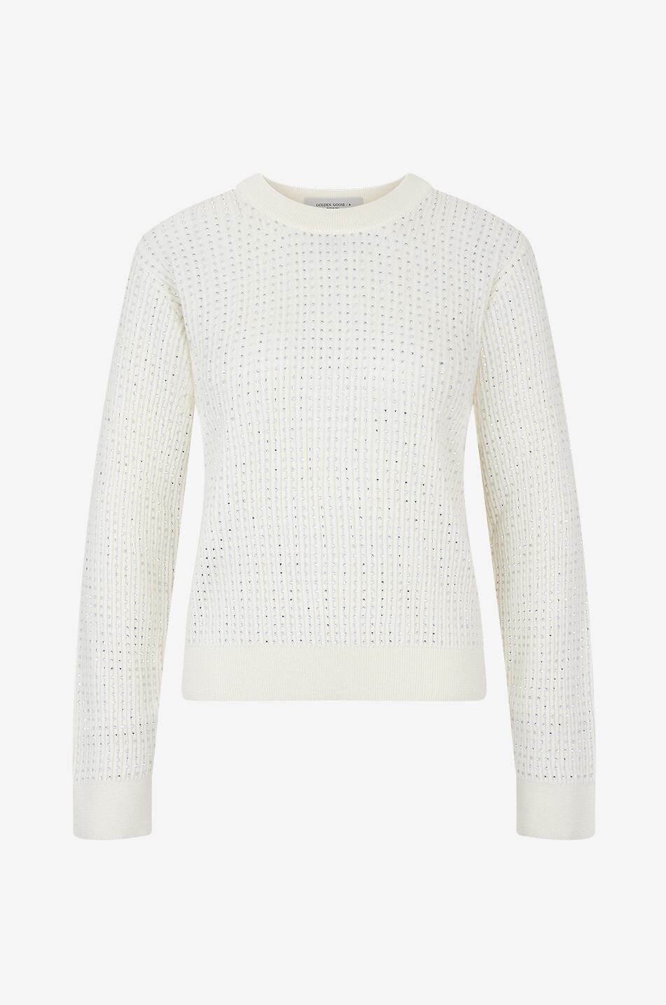 GOLDEN GOOSE Crystal-adorned wool jumper Women EGGSHELL 1