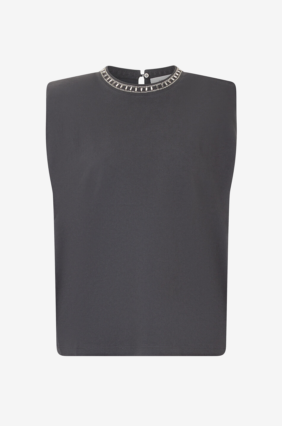 T-shirt sans manches orné de cristaux