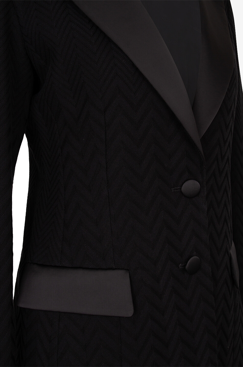 MISSONI Satin-embellished herringbone jacquard blazer Women BLACK 3