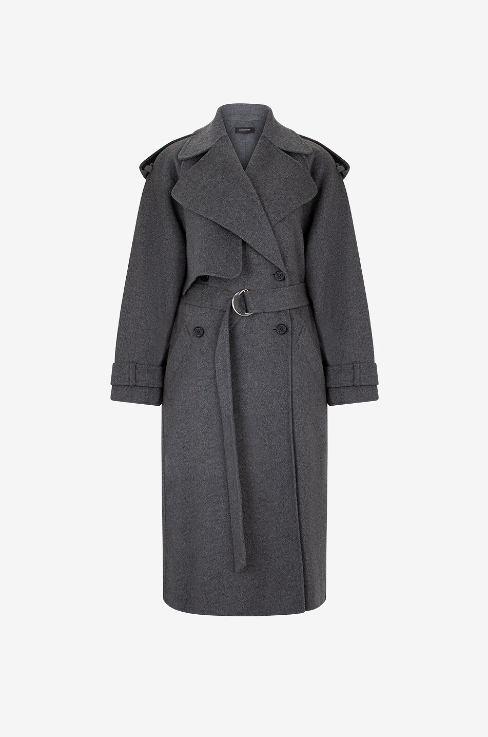 Double-breasted wool trench coat