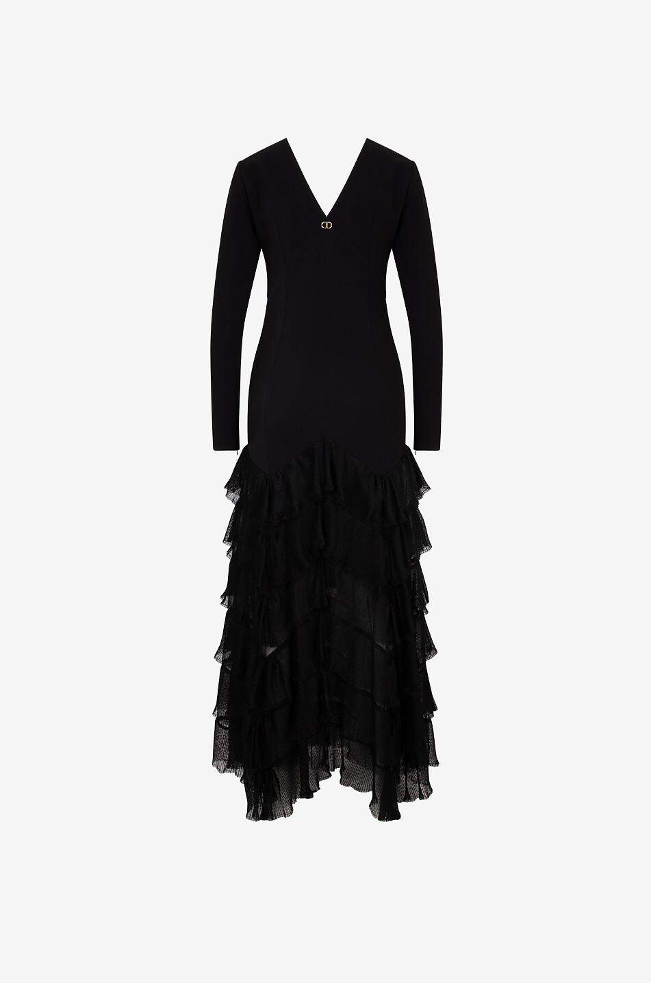 Robe longue à volants étagés