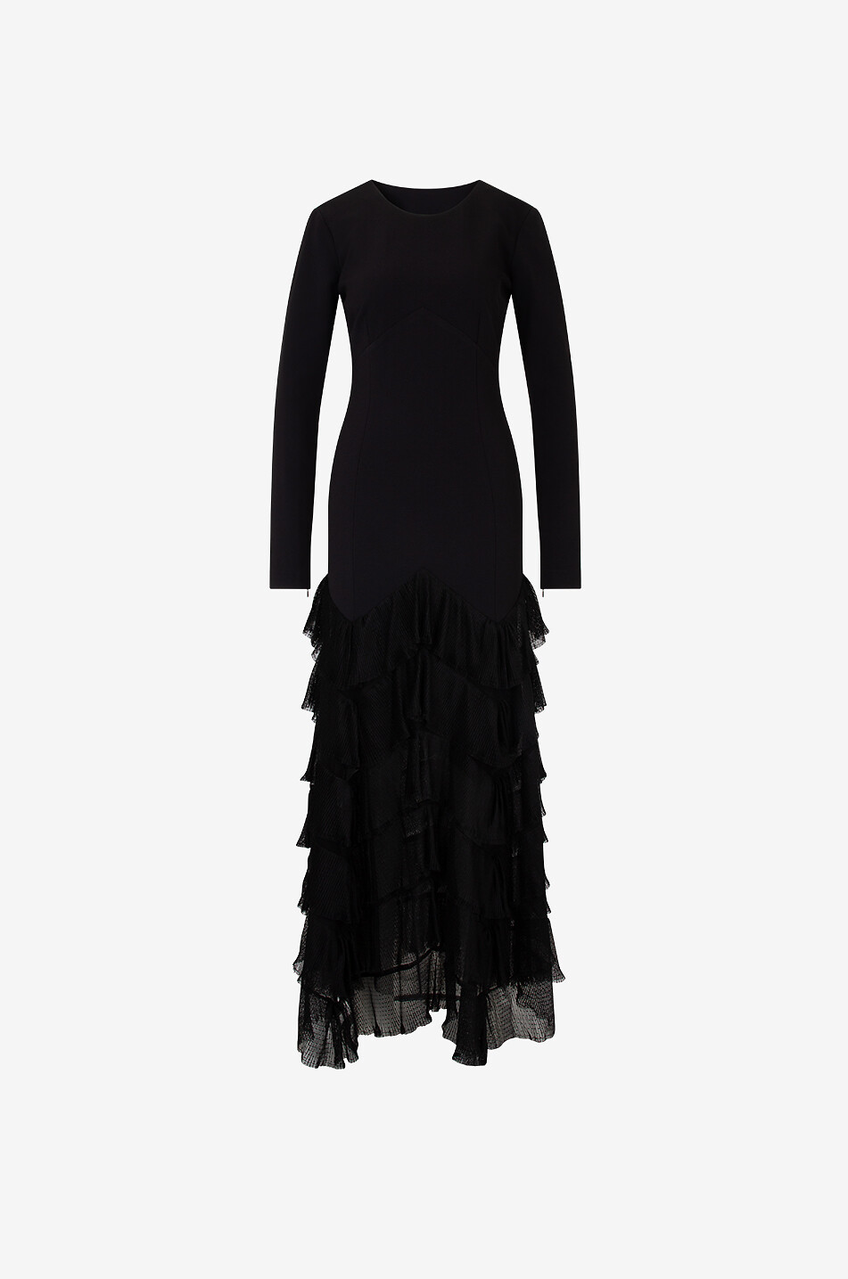 Langes Kleid mit Stufenvolants