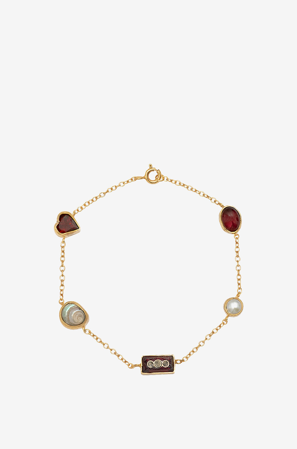 GRAINNE MORTON Five Mini Charm gold-tone bracelet with garnet Women MULTI COLOURED 1