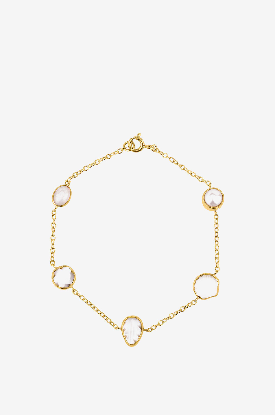GRAINNE MORTON Goldenes Armband mit Perle Five Mini Charm Damen WEISS 1
