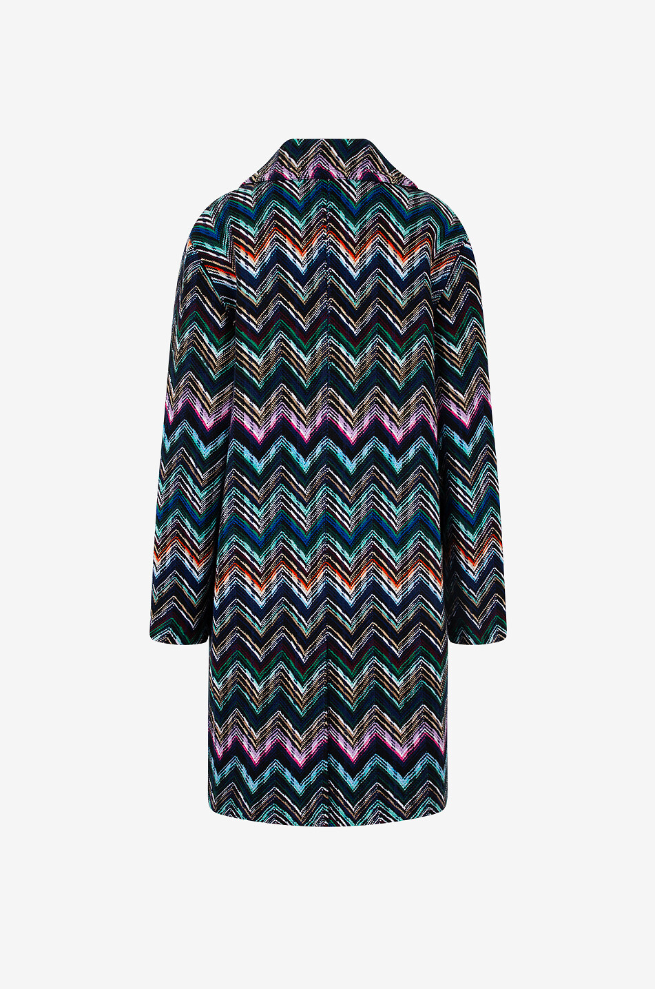 Herringbone jacquard knit oversize coat