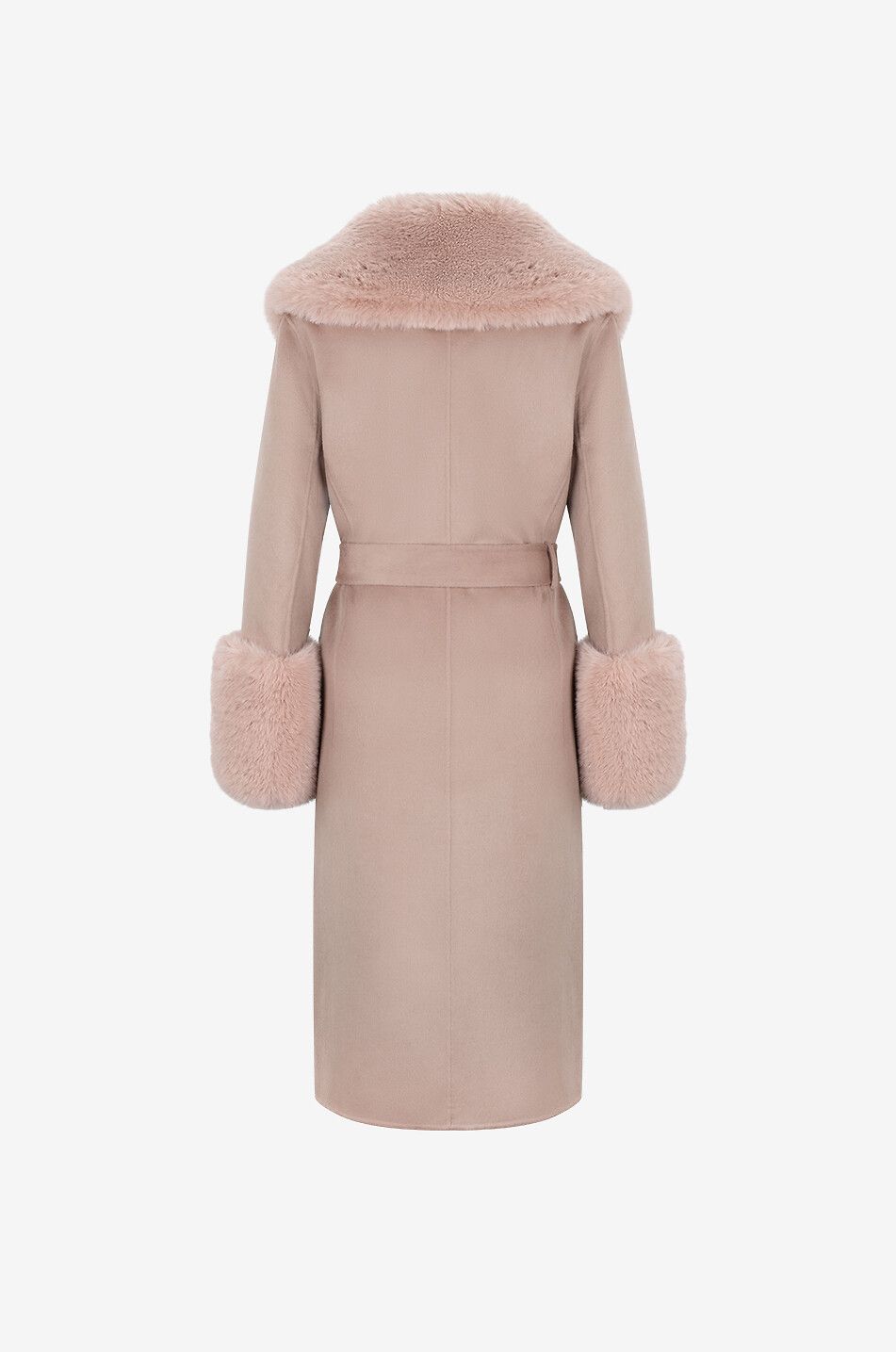 Wool and cashmere coat with faux fur collar BONGENIE Bongenie