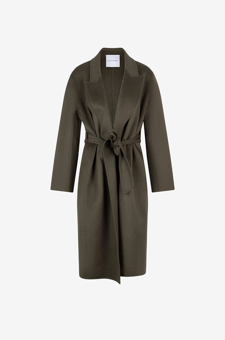Double-face wool and cashmere belted wrap coat