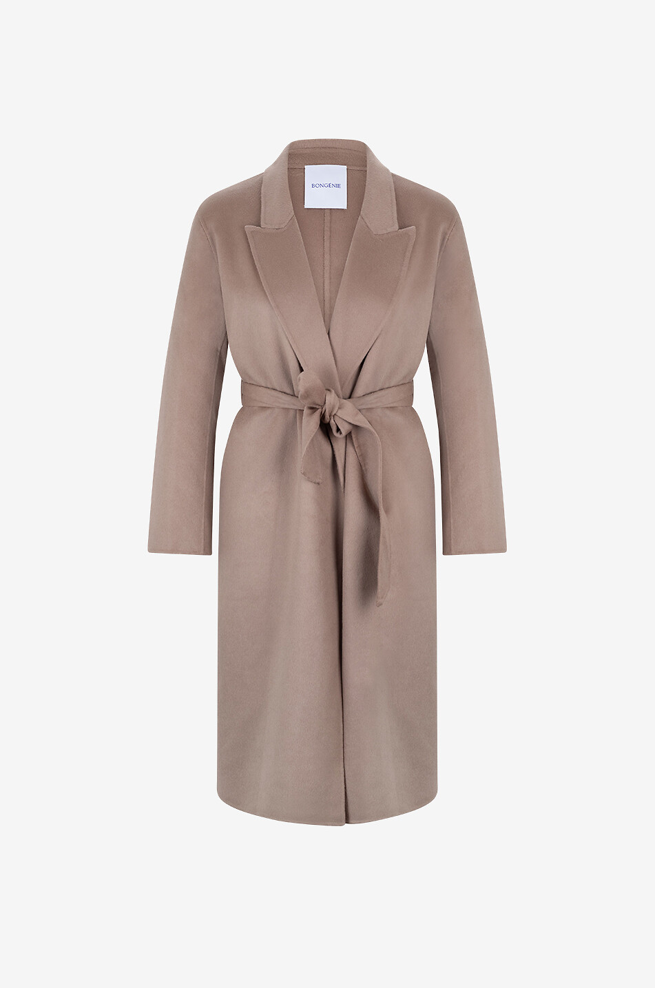 Double-face wool and cashmere belted wrap coat