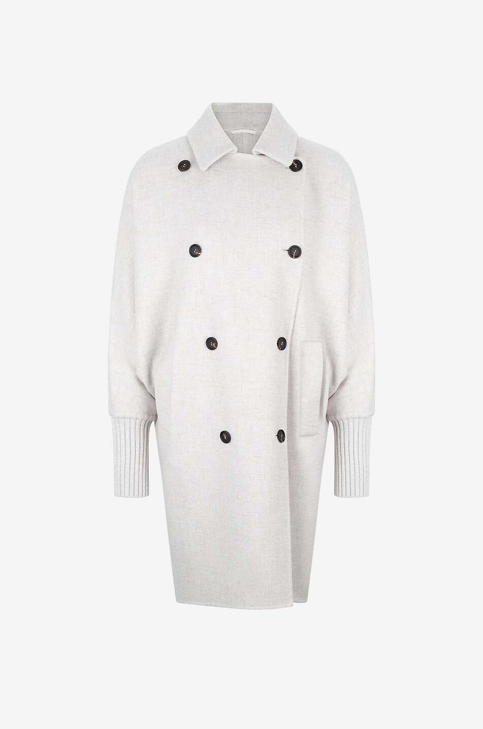 BRUNELLO CUCINELLI Cosy oversize cashmere coat with rib knit cuffs Women LIGHT GREY 1