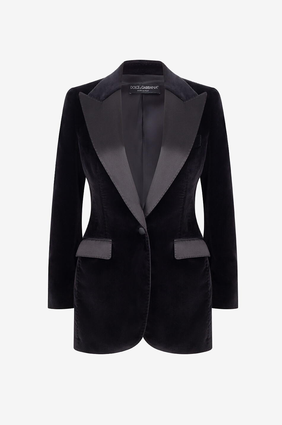Turlington cinched-waist velvet tuxedo jacket