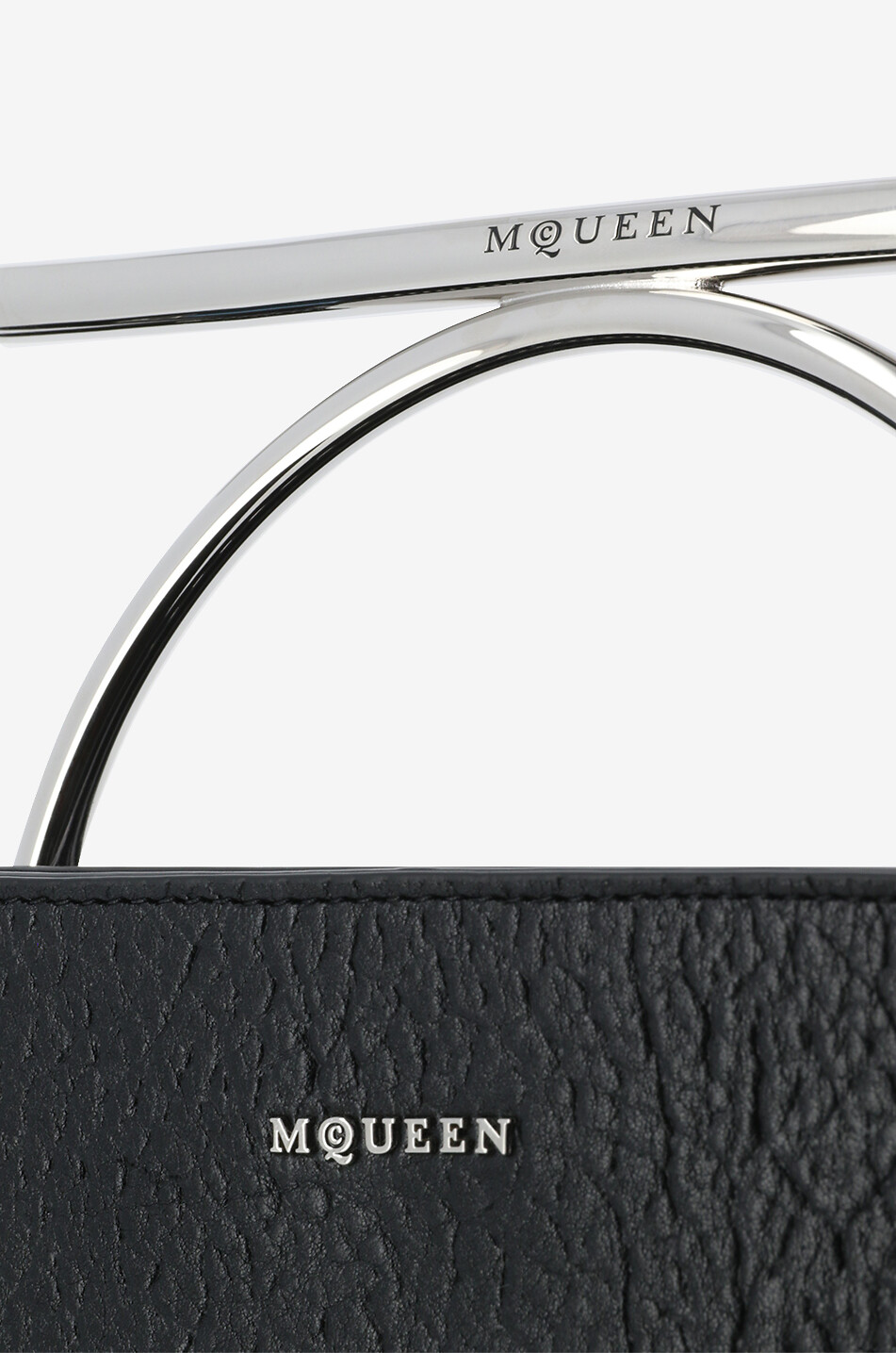 ALEXANDER McQUEEN Cross-Bar large grained leather clutch Women BLACK 7