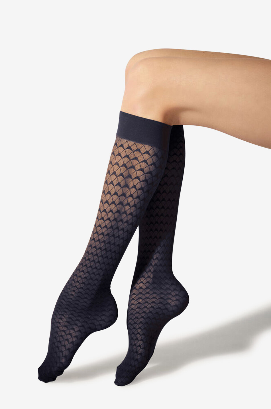 WOLFORD Mi-bas à losanges Graphic Pattern Femme NOIR 3