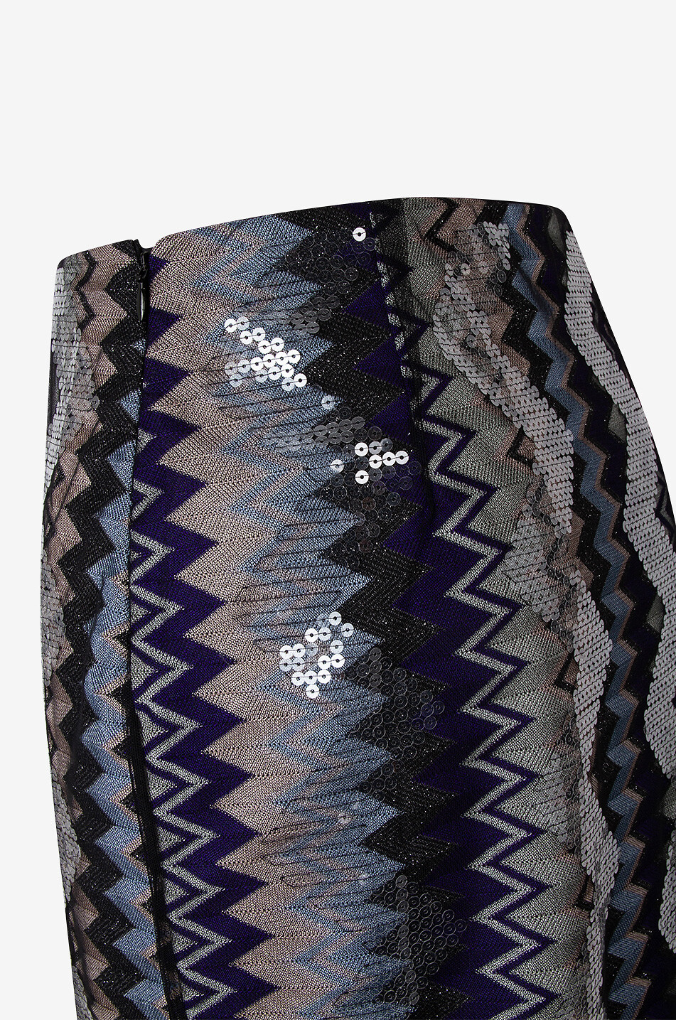 Jupe midi en maille jacquard et tulle zigzag
