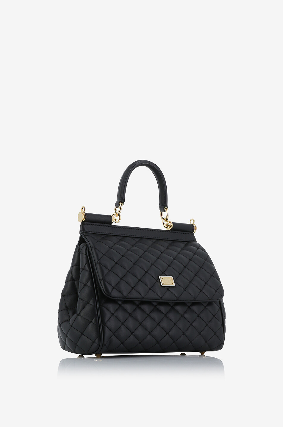 DOLCE & GABBANA Handtasche aus gestepptem Nappaleder Sicily Medium Damen SCHWARZ 2