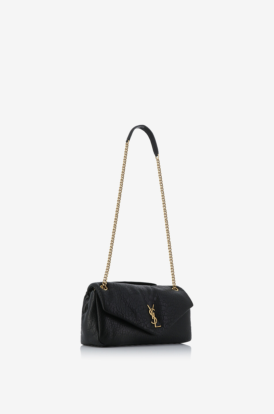 SAINT LAURENT PARIS Calypso Medium grained lambskin shoulder bag Women BLACK 5