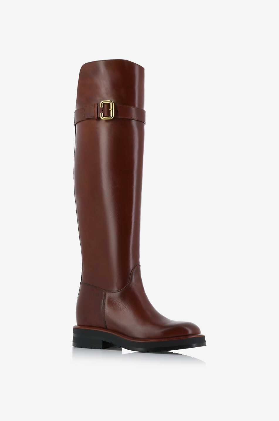 CHLOE Coddington 50 flat smooth leather boots Women BROWN 1