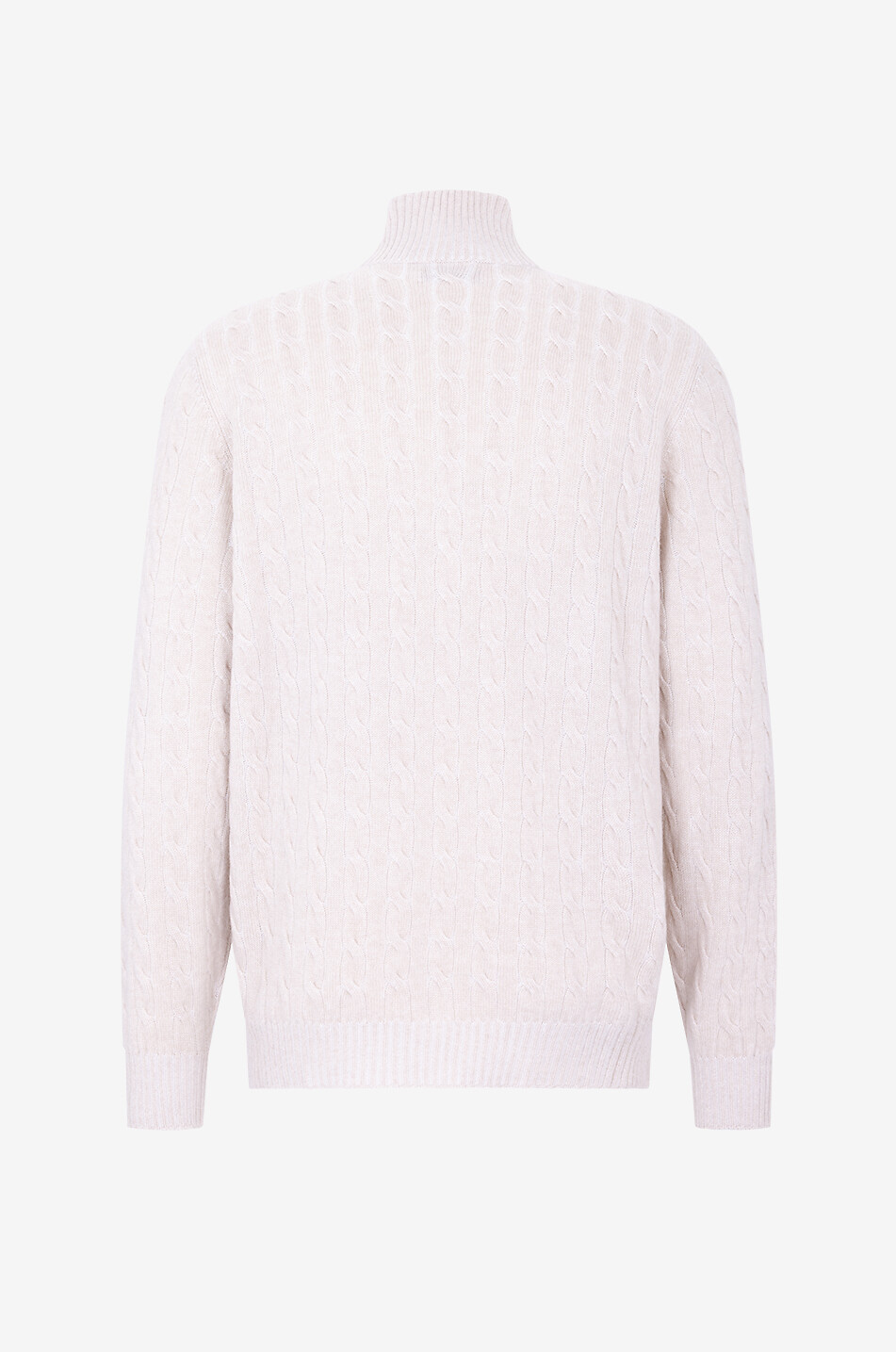 BRUNELLO CUCINELLI Kaschmir-Zopfstrickpullover mit Stehkragen mit Reissverschluss Herren Hellbeige 2
