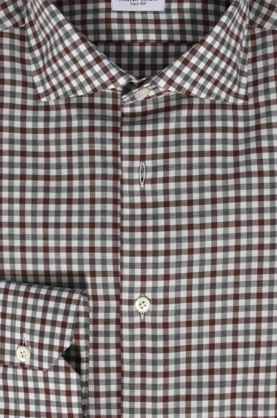 GIAMPAOLO Bicolour gingham check cotton long-sleeved shirt Men MEDIUM GREY 2