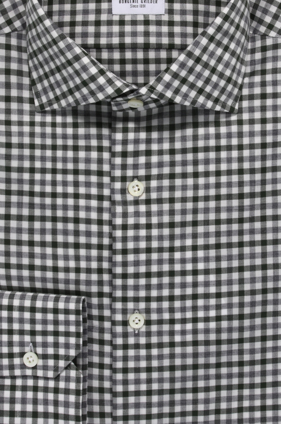 GIAMPAOLO Bicolour gingham check cotton long-sleeved shirt Men MEDIUM GREEN 2