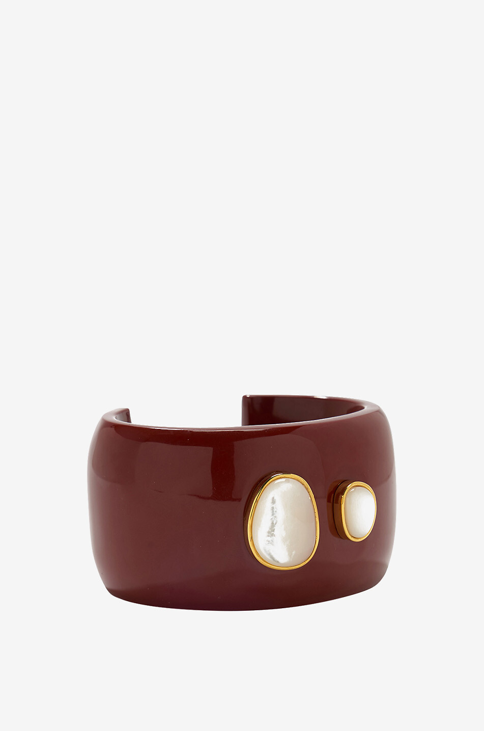 LIZZIE FORTUNATO Lanna large resin and pearl cuff Women DARK RED 1
