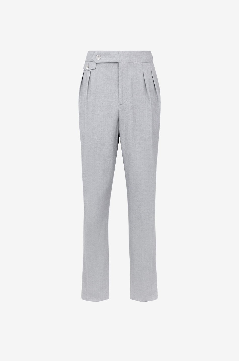 BRUNELLO CUCINELLI Pantalon à pinces en flanelle à chevrons Tailor Fit Homme GRIS CLAIR 1