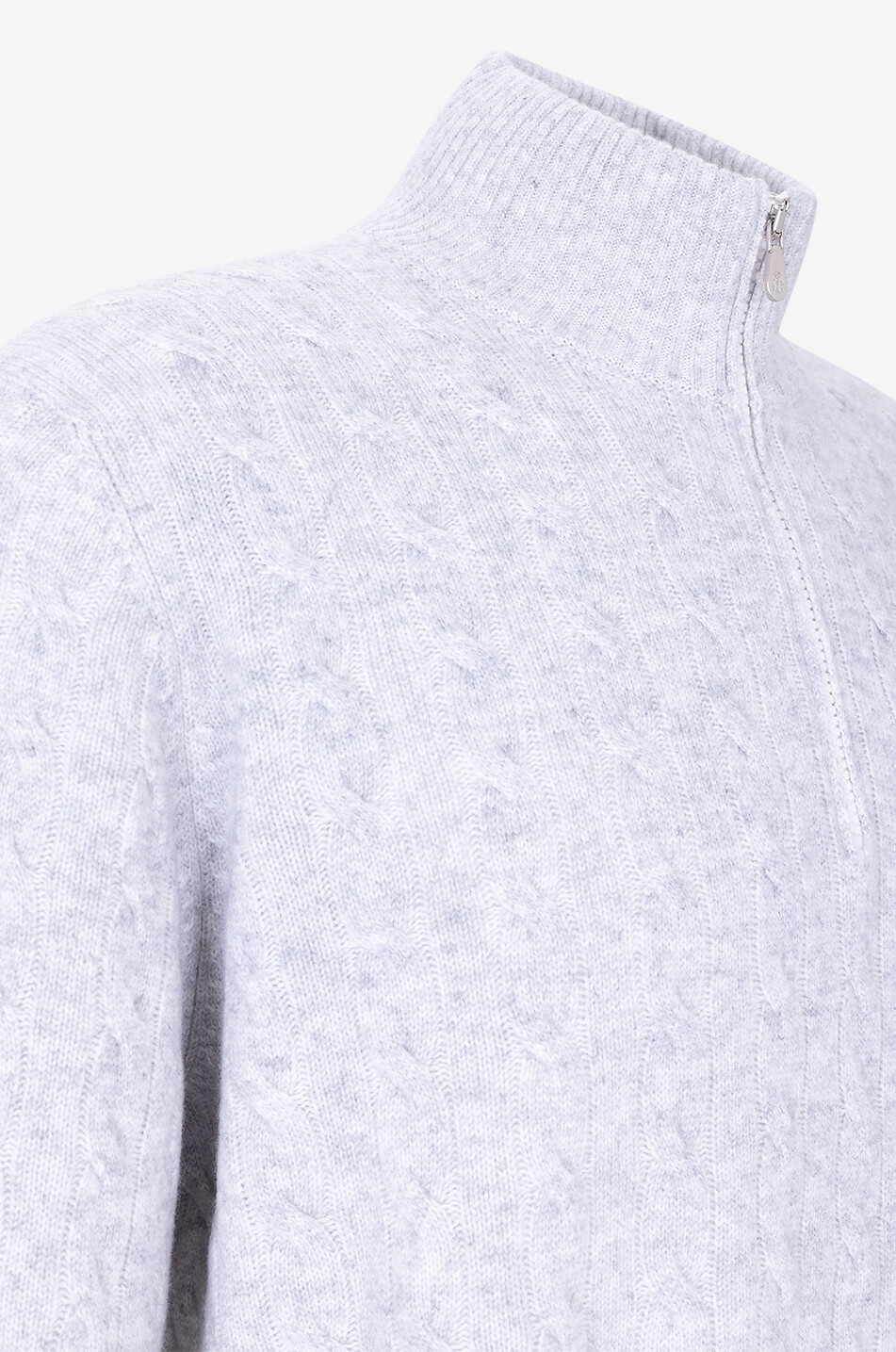 BRUNELLO CUCINELLI Cashmere cable-knit jumper with half-zip stand-up collar Men LIGHT GREY 3