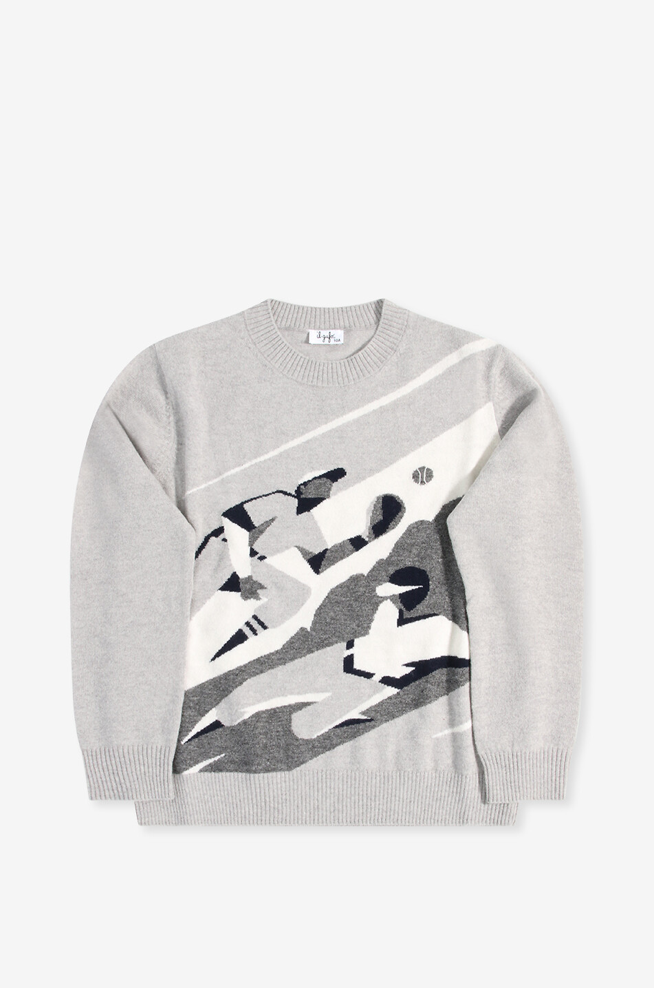 Baseball boys' virgin wool round-neck jumper