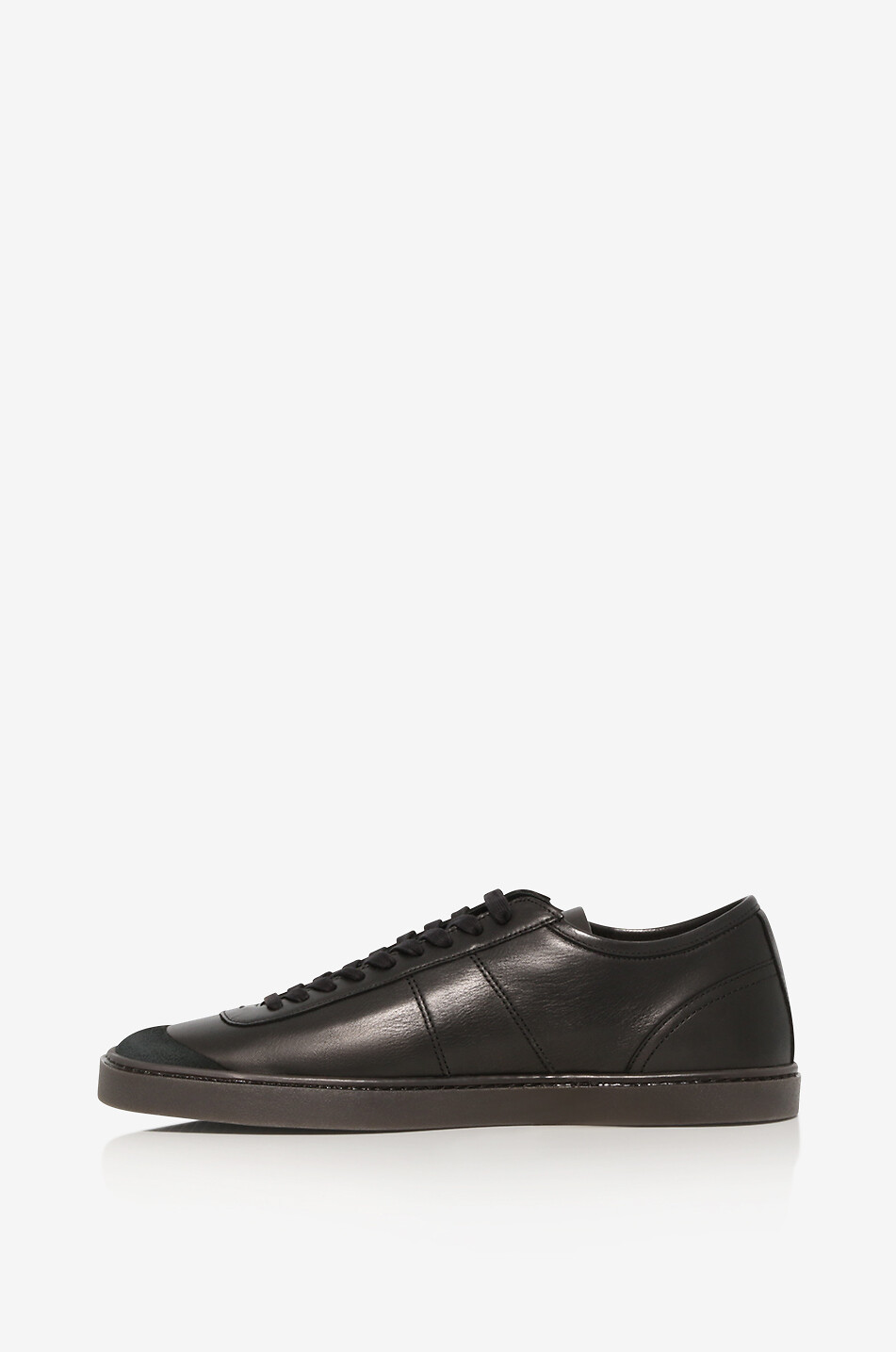 LEMAIRE Linoleum Basic smooth leather and suede low-top lace-up sneakers Men BLACK 3