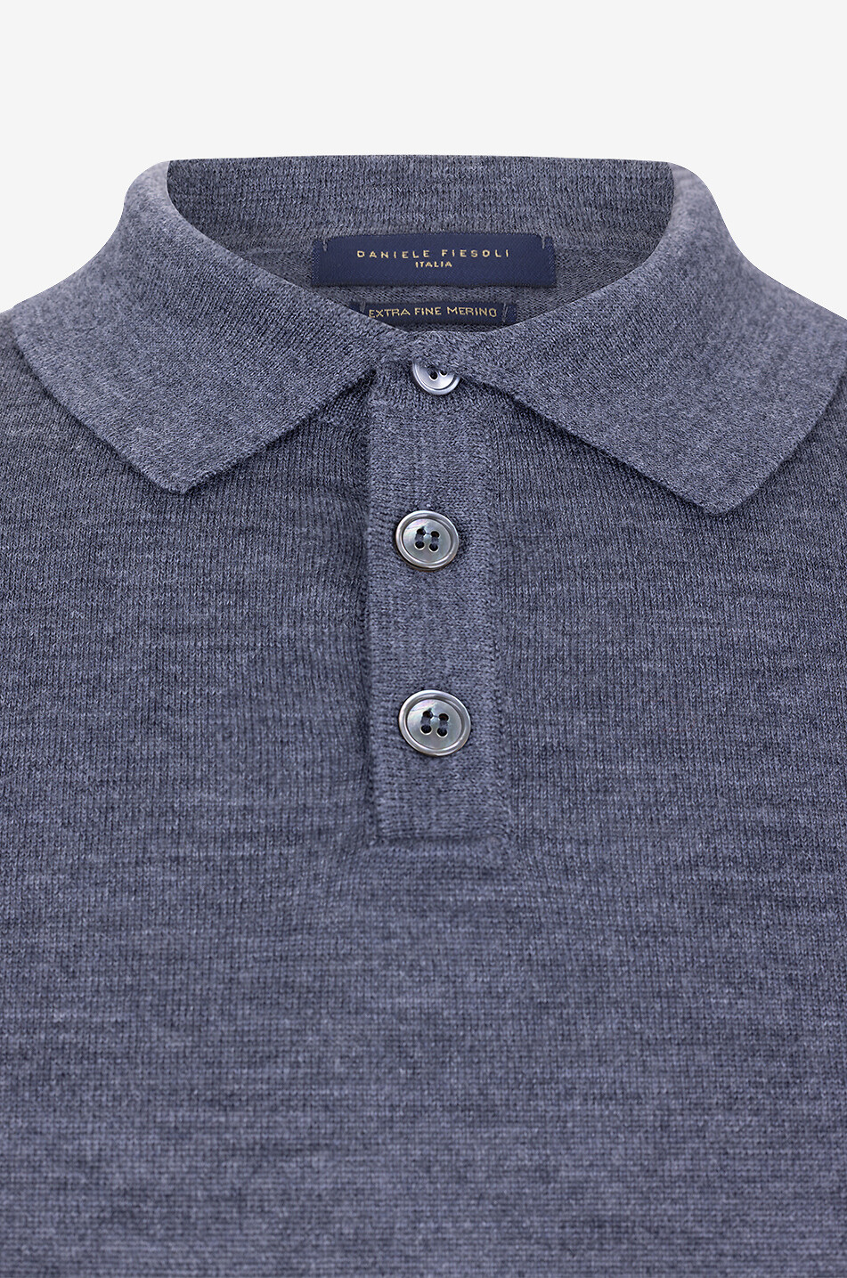 Merino wool long-sleeved polo shirt