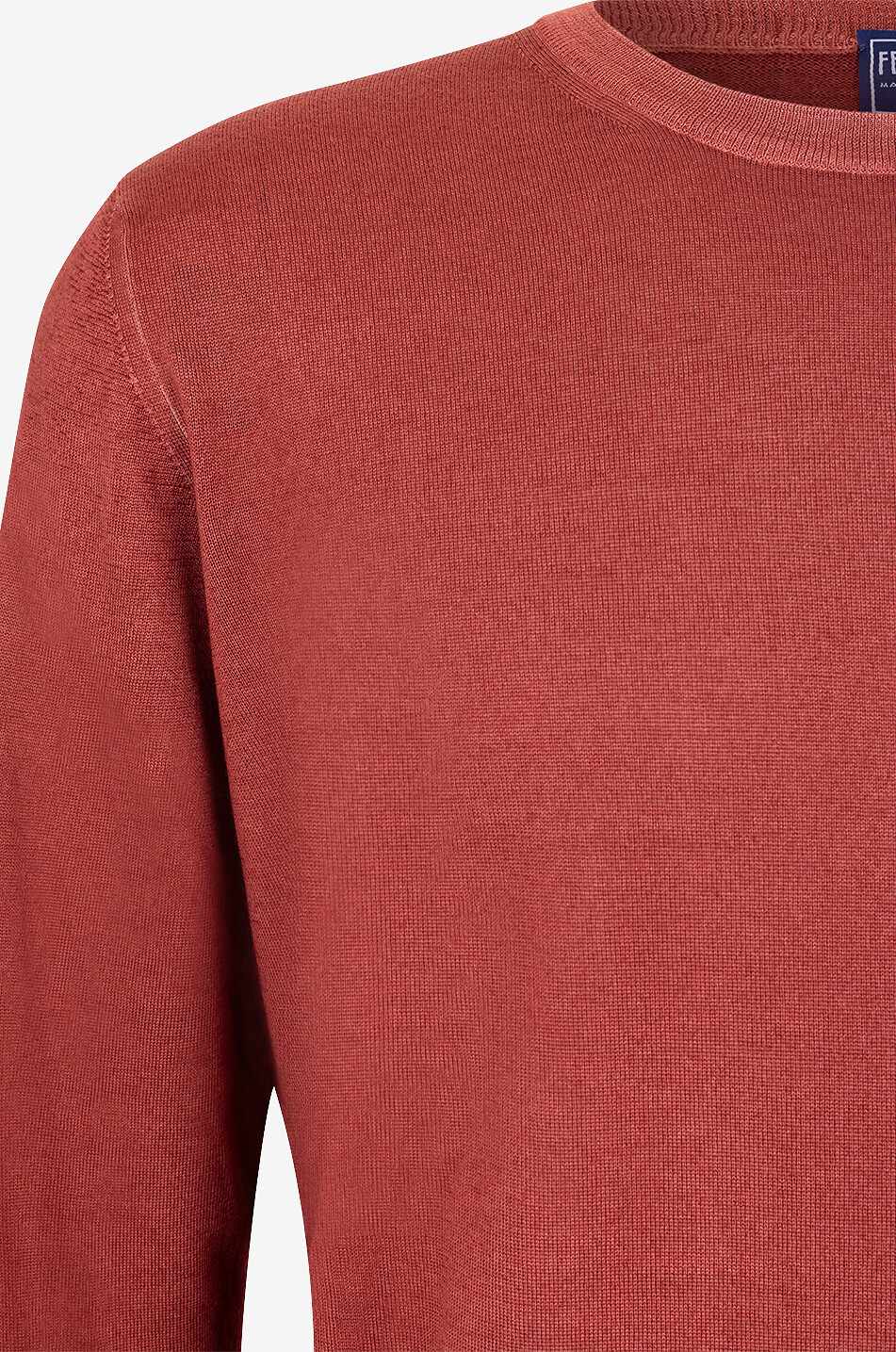 FEDELI Pull à col rond en laine mérinos Light Fast Homme ORANGE MOYEN 3