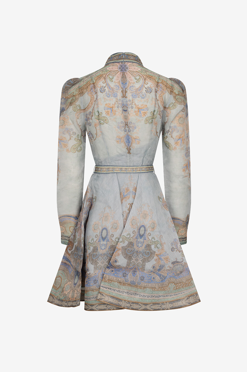 Eden Blue Paisley flared organza mini dress