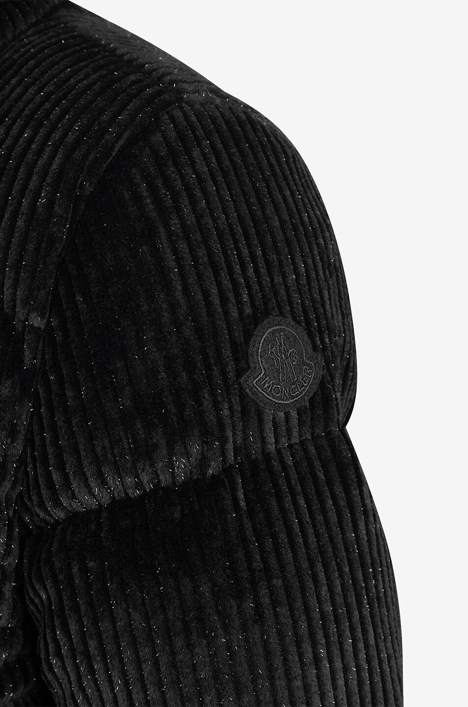 MONCLER Doudoune courte en velours côtelé à paillettes Cochevisse Femme NOIR 3