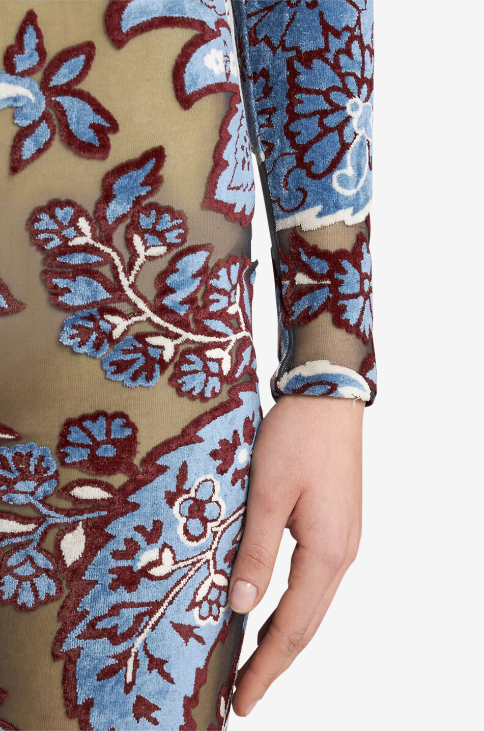 Paisley Floral tulle and velvet jacquard trousers