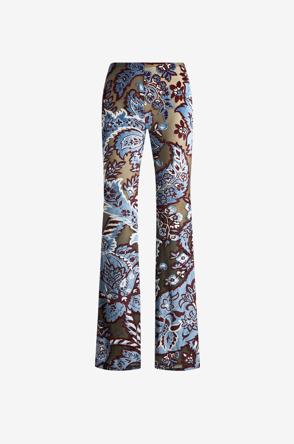 Paisley Floral tulle and velvet jacquard trousers