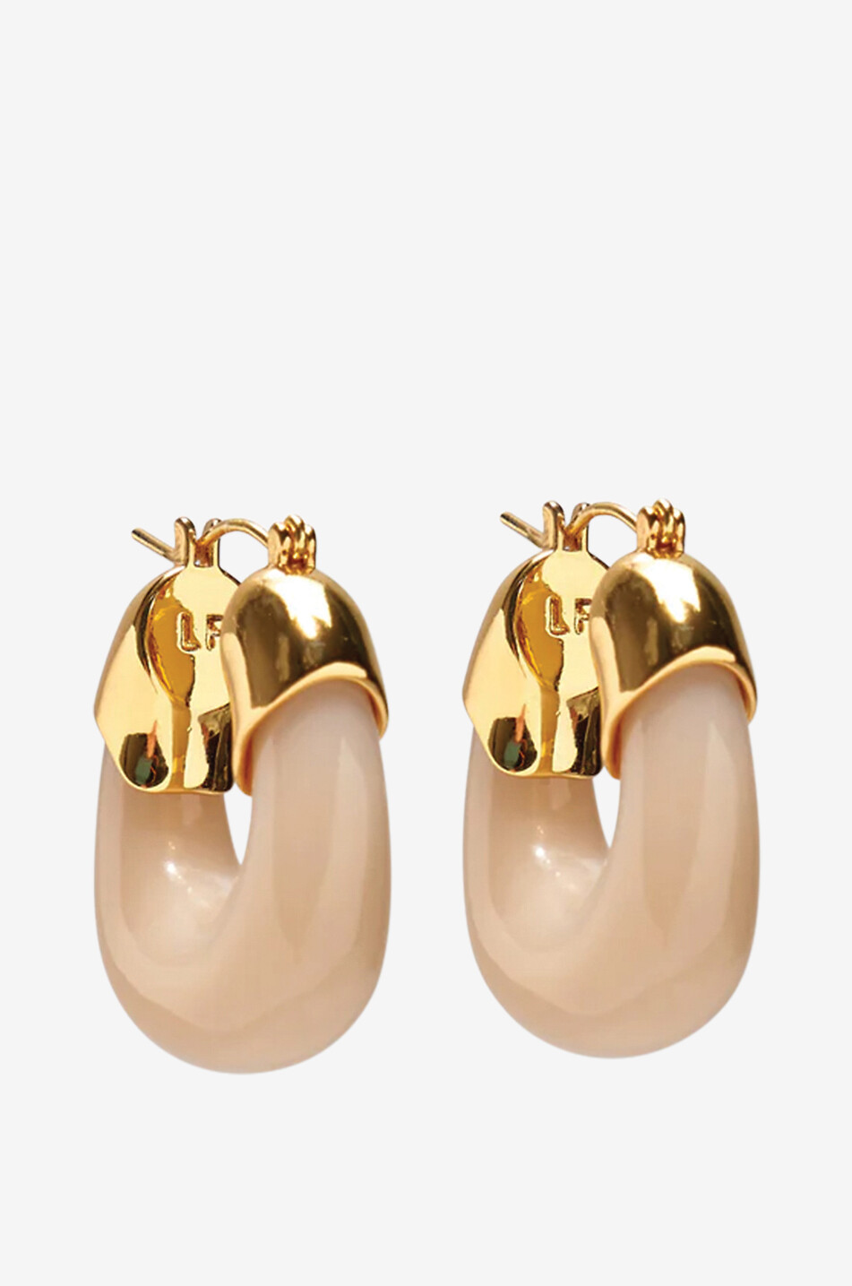 LIZZIE FORTUNATO Mini Organic resin hoop earrings Women BEIGE 1